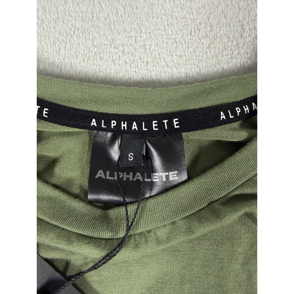 Alphalete Tie Front Crop Top Womens S Olive Green Long Sleeve Athletic - Picture 9 of 16
